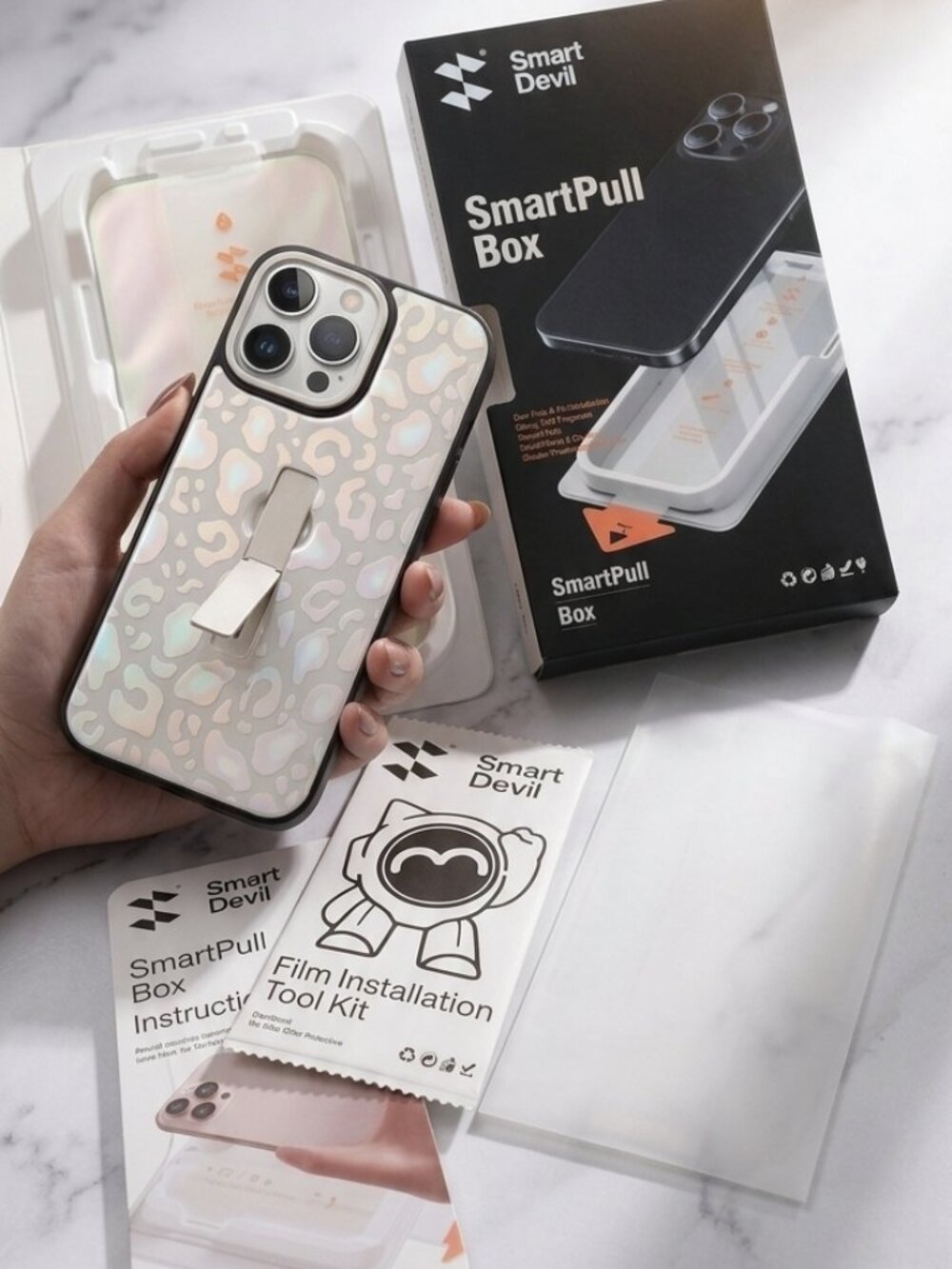 BUNDLE: Iphone 16 promax Leopard Case/ SmartDevil SmartPull Box Screen Protector